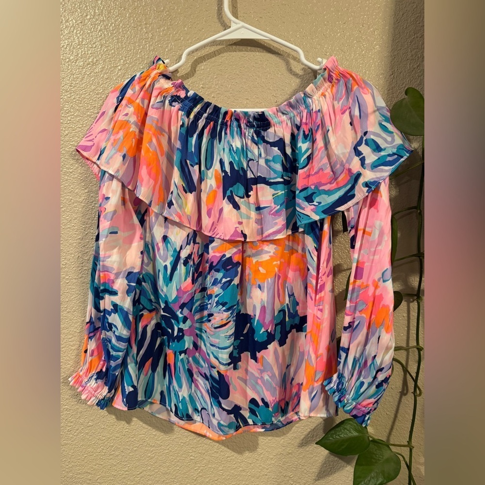 Lilly Pulitzer Off The Shoulder Dee Top Off Tropic - Picture 5 of 6
